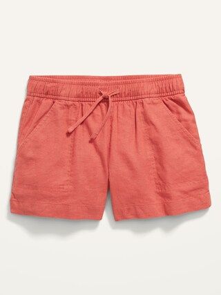 Linen-Blend Printed Drawstring Shorts for Girls | Old Navy (US)