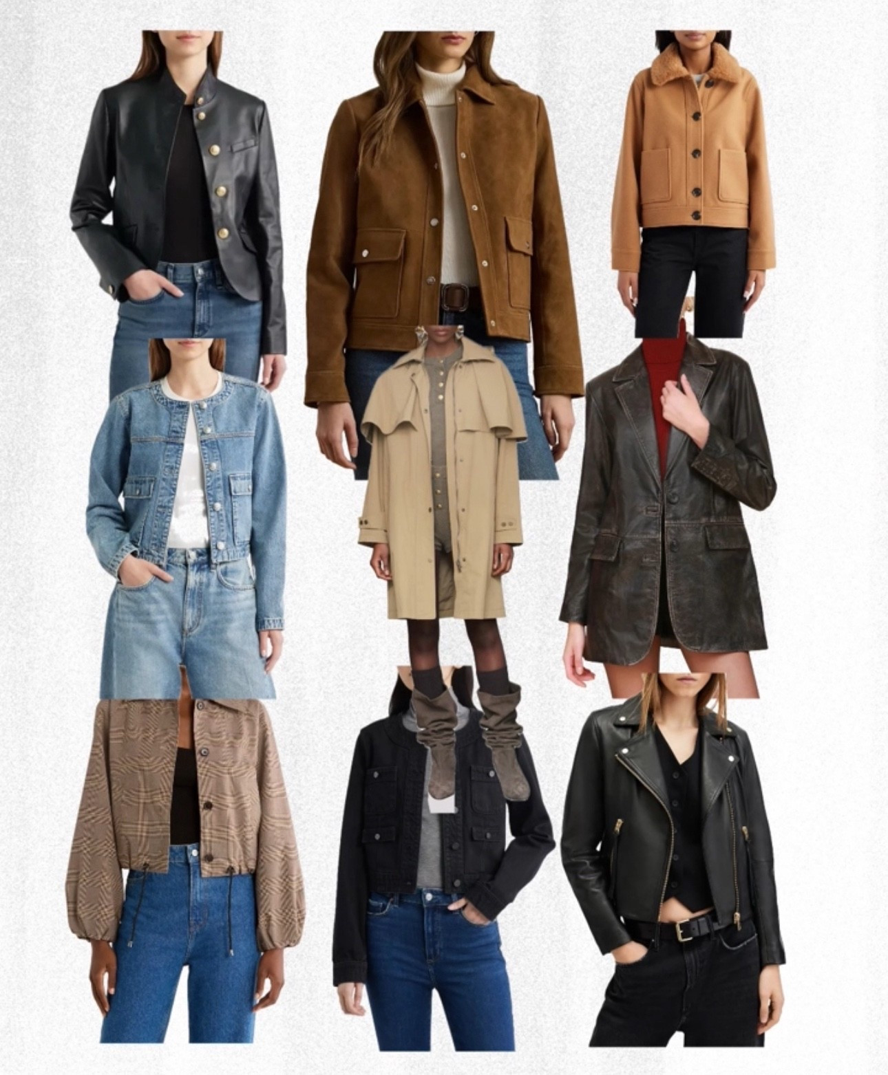 Winter jackets: bring on the suede, leather, denim and tweed 

Women’s jackets, suede jackets, leather jackets,  cropped jackets, tweed jackets, trench coats, suede #LTKjackets #LTKmom #LTKwinter 

#LTKStyleTip #LTKOver40