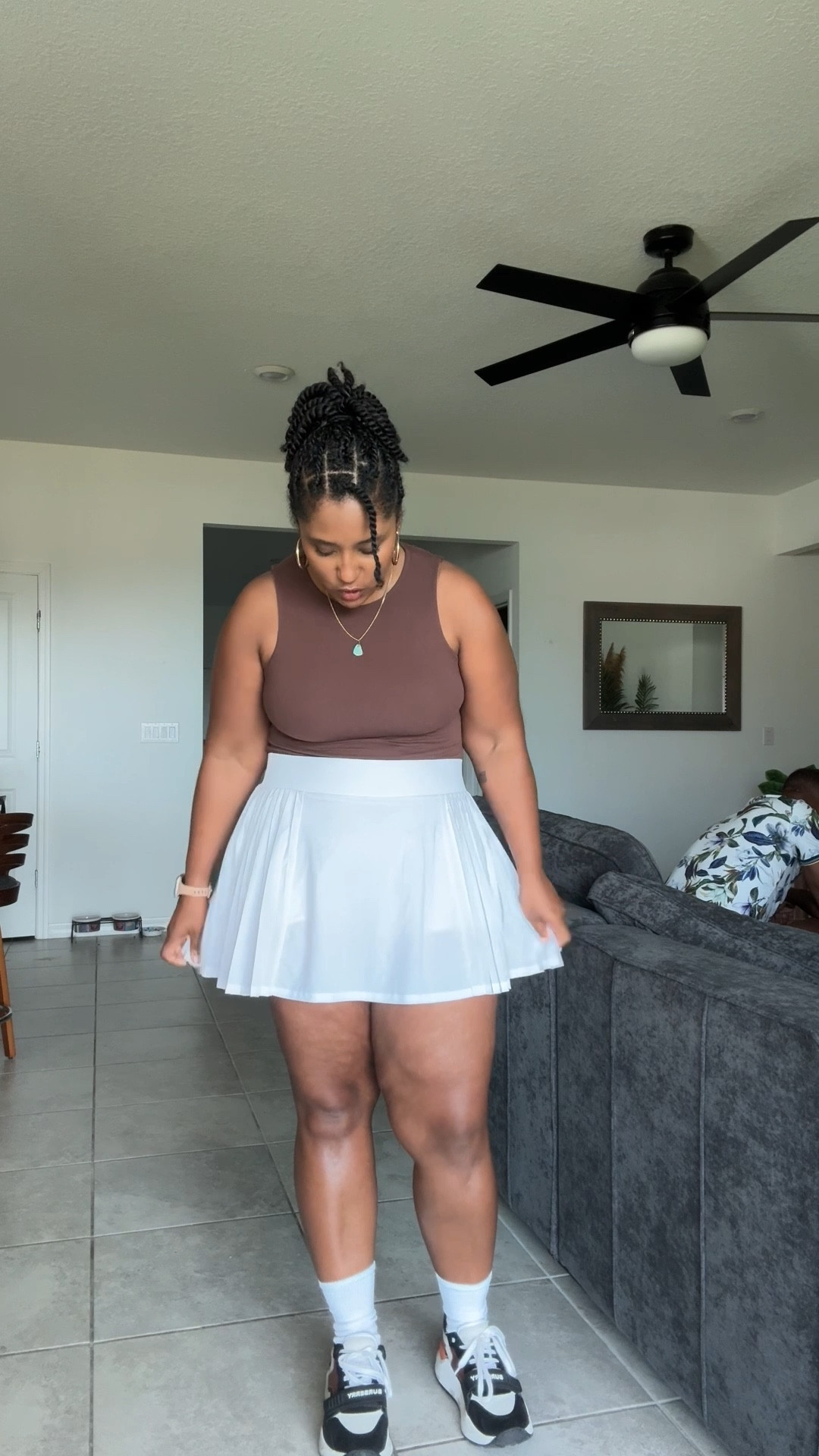 What I’m wearing to a Pickleball Open. Tennis skirt from @tjmaxx, bodysuit from Amazon and Burberry sneakers  

#LTKOver40 #LTKMidsize #LTKdayinmylife