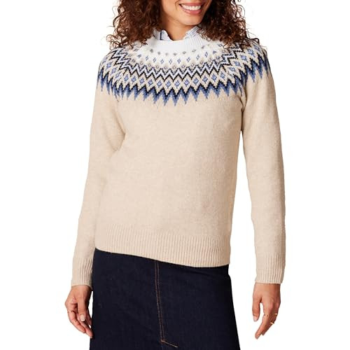Amazon.com: Amazon Essentials Crewneck Sweater for Women, Soft-Touch, Blue Taupe Heather White Fa... | Amazon (US)