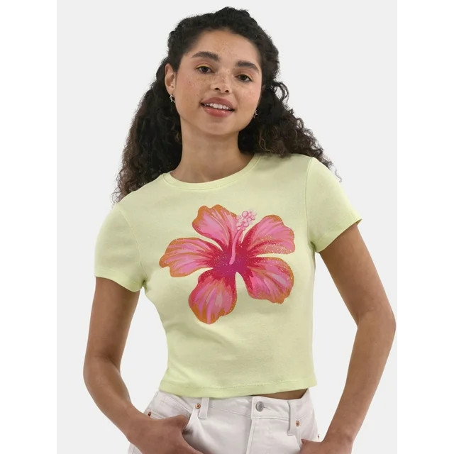 No Boundaries Graphic Cotton Baby Tee, Women's | Walmart (US)