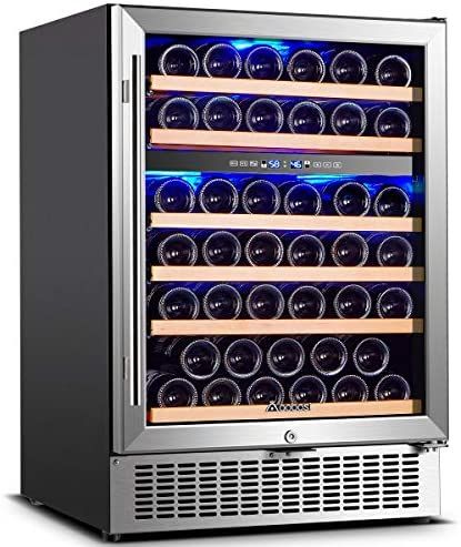 【Upgraded】Wine Cooler Dual Zone,AAOBOSI 24 inch 51 Bottle Wine Refrigerator Built-in or Frees... | Amazon (US)