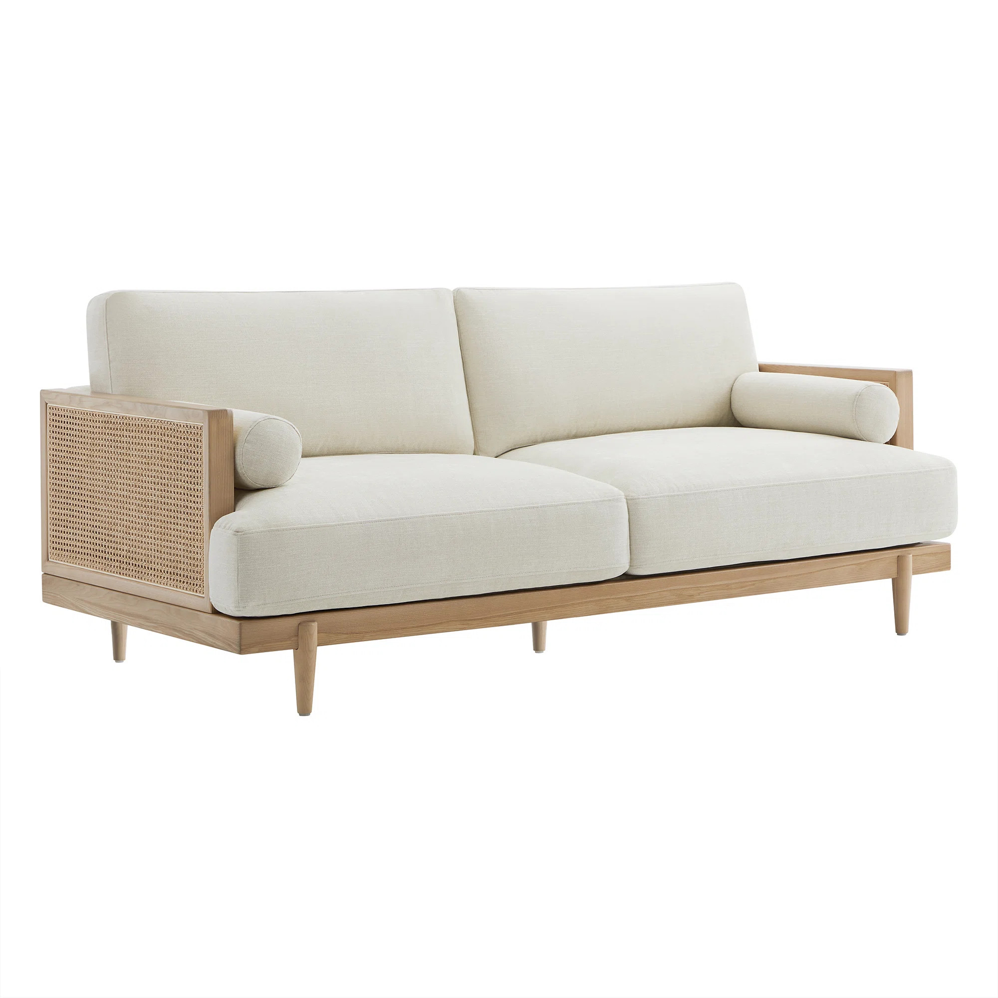 Gracie Oaks Ahlea 78.75''W Natural Cane Upholstered Sofa & Reviews | Wayfair | Wayfair North America