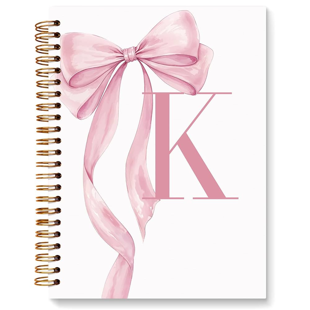 JXREQ Coquette Pink Bow Personalized Notebook, Initial Letter K Monogram Journal, Preppy Girly Ri... | Amazon (US)