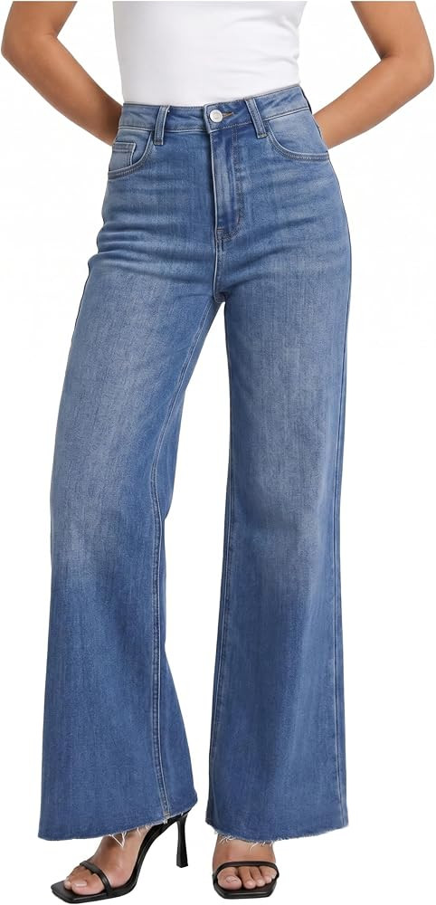 BlueMoment Women's High Waisted Stretchy Jeans Wide Leg Loose Denim Pants | Amazon (US)