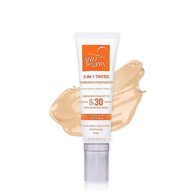 Suntegrity Tinted 5 in 1 Mineral Sunscreen for Face (SPF 30 - 2 oz) - Light | Natural BB Cream Mo... | Amazon (US)