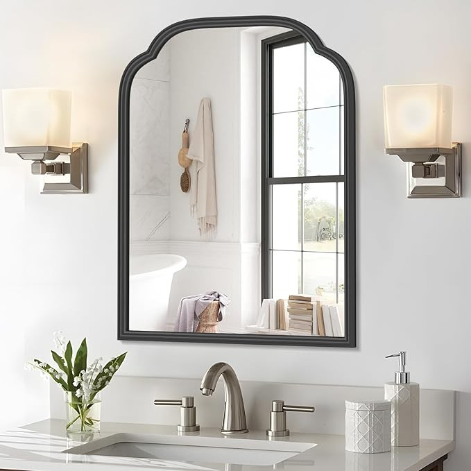 18X24 Inch Black Mirror for Wall with Metal Frame Rectangular Rounded Bathroom Vanity Mirror Anti... | Amazon (US)