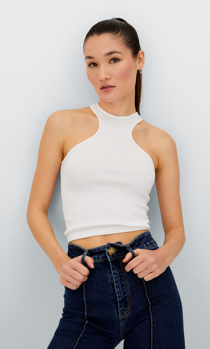 Seamless vest top - Women's Tops & Bodysuits | Stradivarius United Kingdom | Stradivarius (UK)