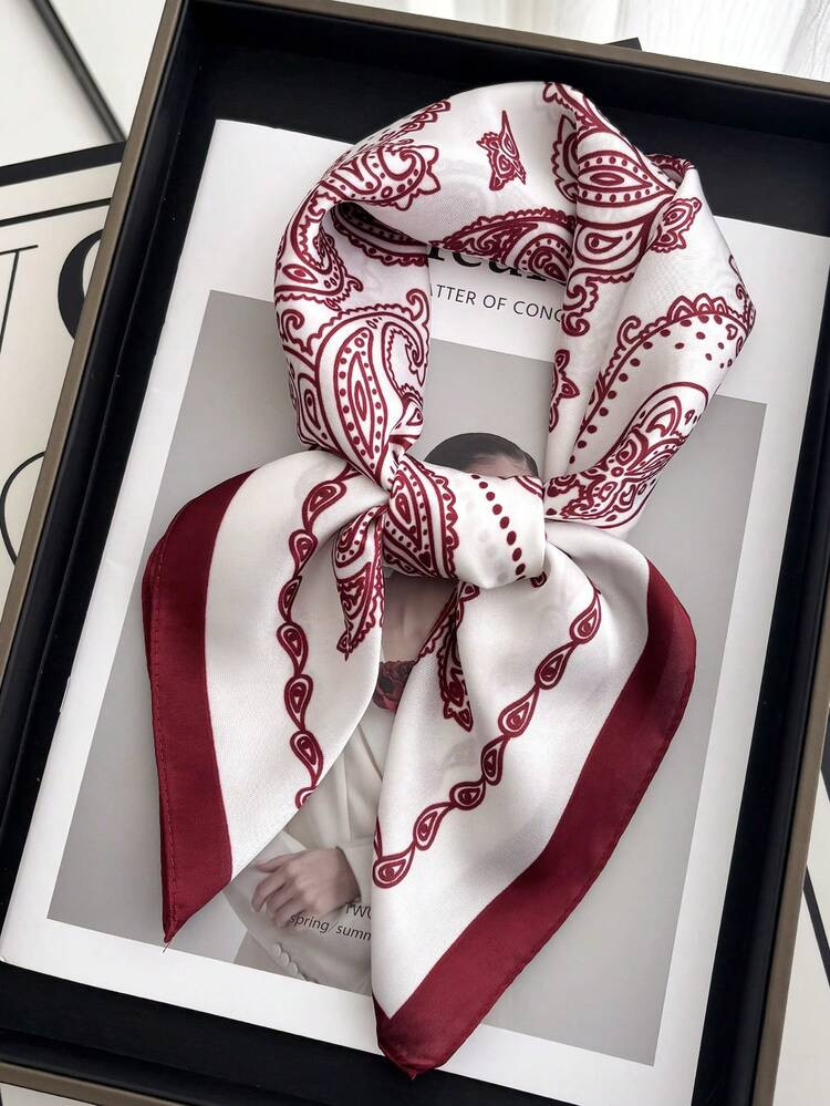 1pc 70*70cm Square Scarf Women Satin Bandana Print Bag Scarves Head Band Fashion Lady Hair Shawl ... | SHEIN