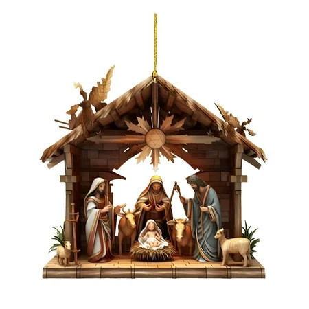 Djunllk Christmas Nativity Scene Ornaments, Xmas 2D Flat Religious The Birth of Jesus Christmas Hanging Ornaments Christmas Decorations for Holiday, Party, Home | Walmart (US)