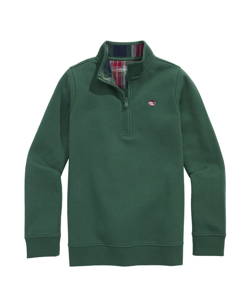 OUTLET Boys' Plaid Brushed Terry Quarter-Zip | vineyard vines