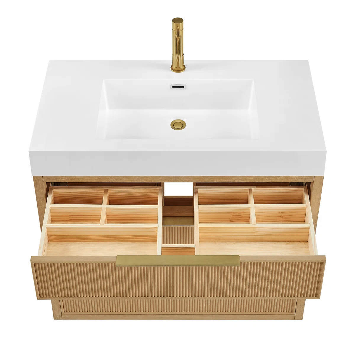 Grunwald 36" Single Bath Vanity in Washed Ash Grey with White Integrated Stone Sink Top | Wayfair North America