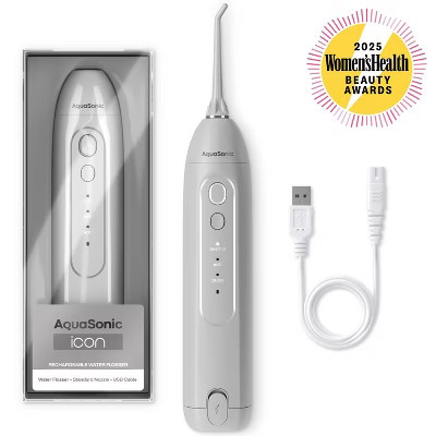 AquaSonic Icon Electric Water Flosser - 150ml Tank, Cordless Rechargeable, Waterproof, Portable Oral Irrigator Gray | Target