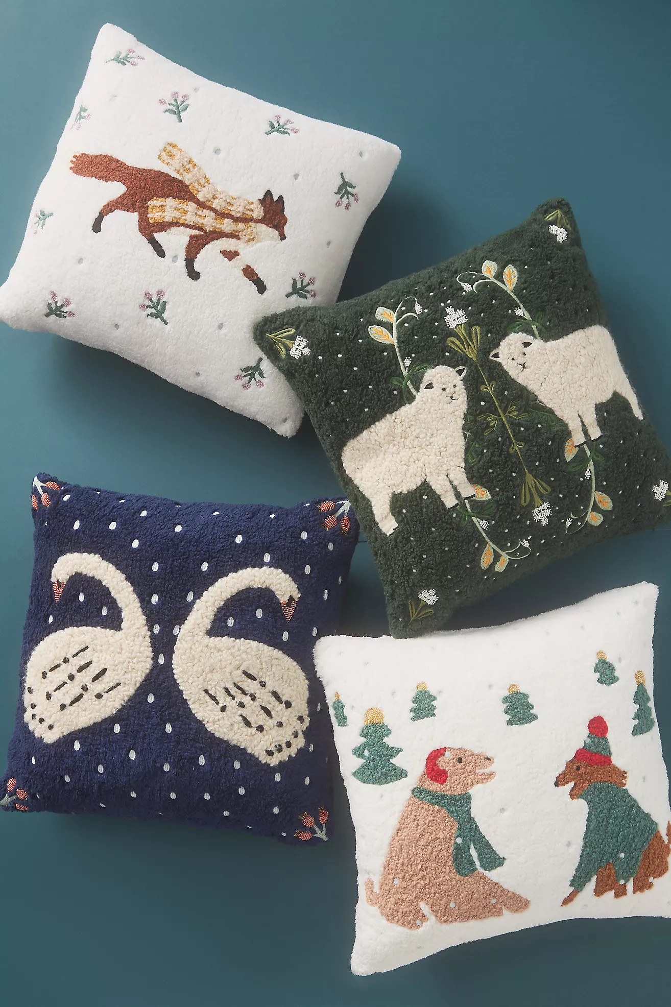 Mila Embroidered Faux-Shearling Pillow | Anthropologie (US)