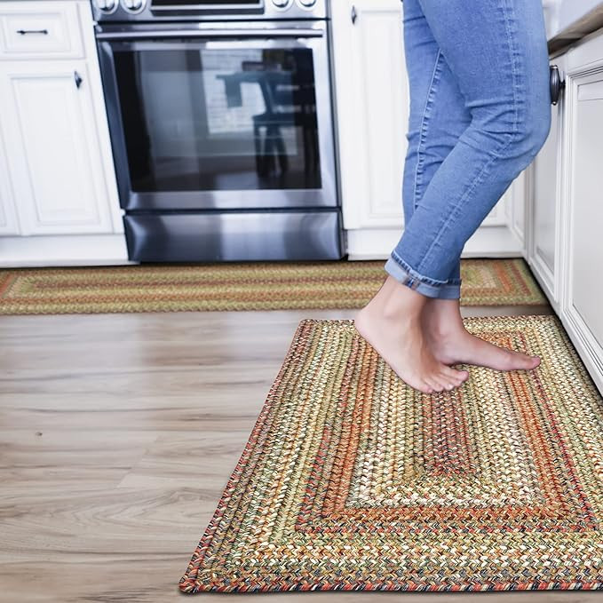 Homespice Rainforest Multi Color Braided Rug 27"x45" - Bathroom and Kitchen Sink Rugs, Soft, Mach... | Amazon (US)