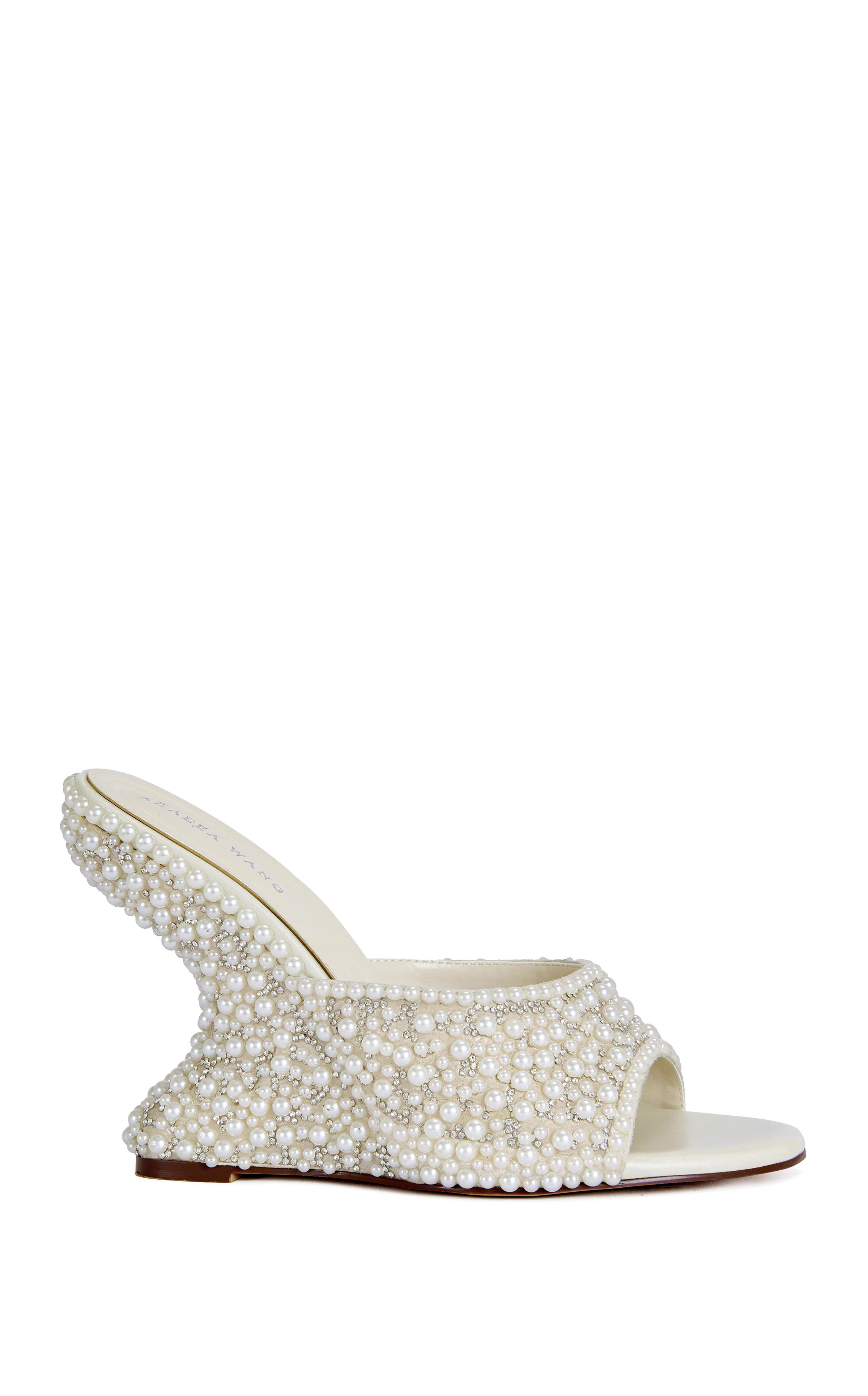 AARALYN-IVORY PEARL WEDGE SANDAL | Azalea Wang