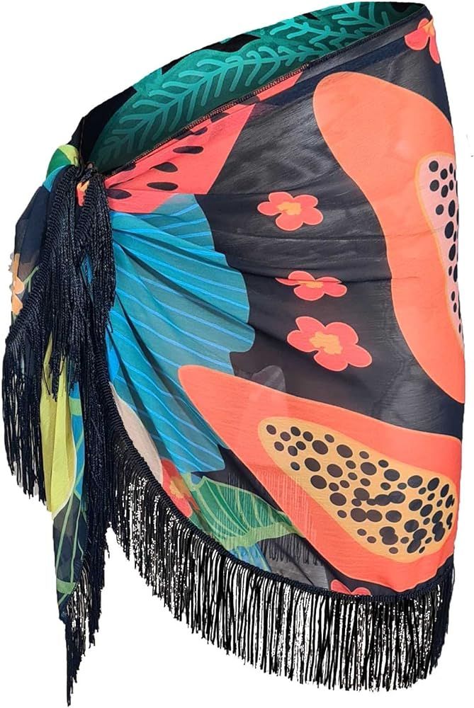 Bolder Chiffon Short Sarong Cover-up with Tassels | Amazon (US)