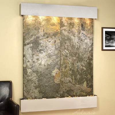 Majestic River Natural Stone/Metal Wall Fountain with Light | Perigold