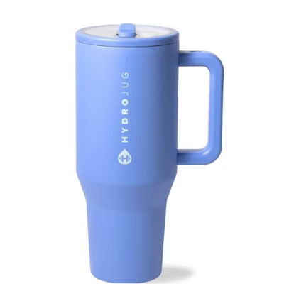 HydroJug Traveler - Water Bottle with Handle & Flip Straw - Leak Resistant Tumbler, Insulated, Stainless Steel & Rubber Base - 32 oz, Light Blue | Target