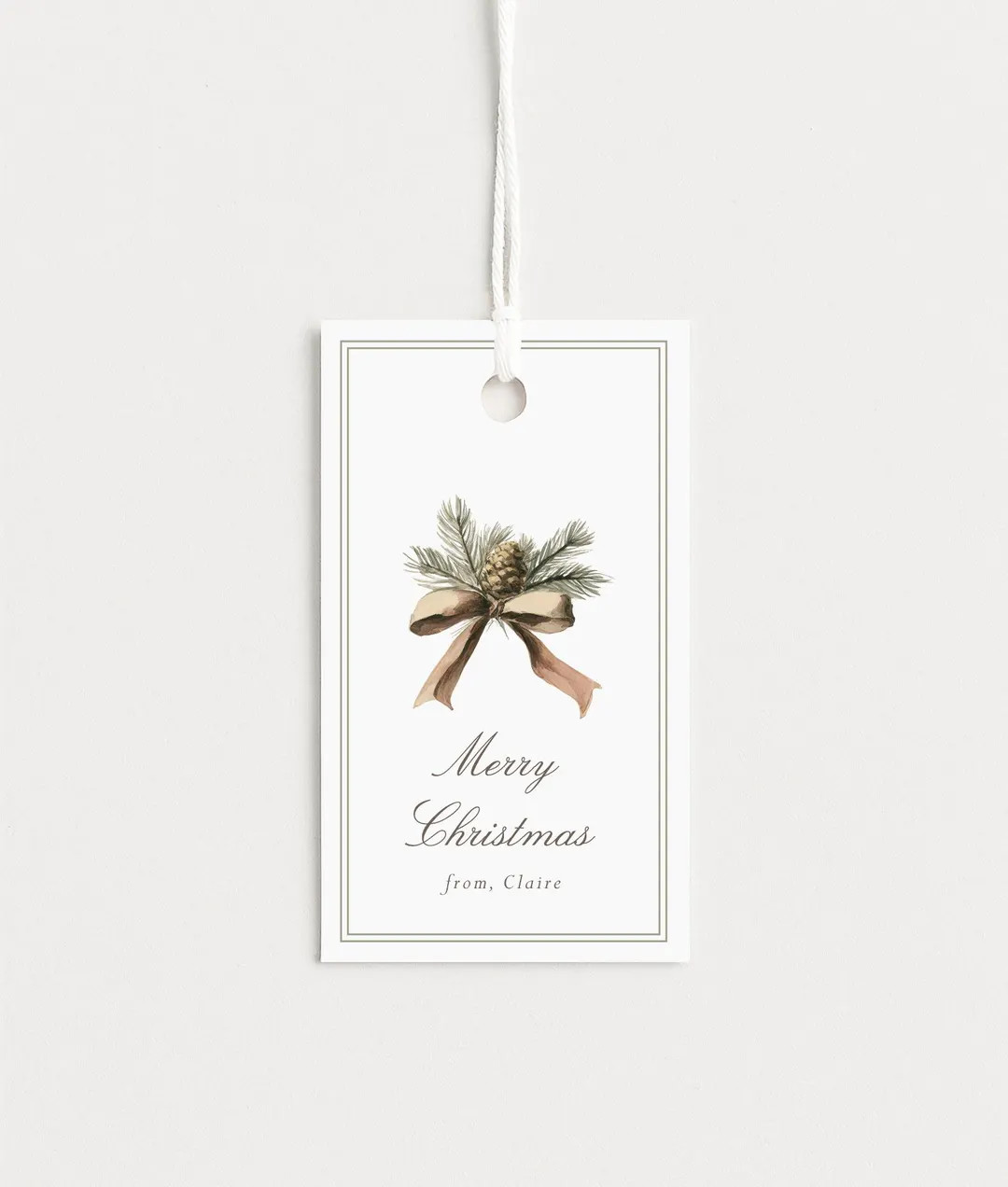 Personalized Holiday Gift Tags: Set of 10, Vintage Pinecone Bundle, Christmas Tag, Beige Ribbon, ... | Etsy (US)