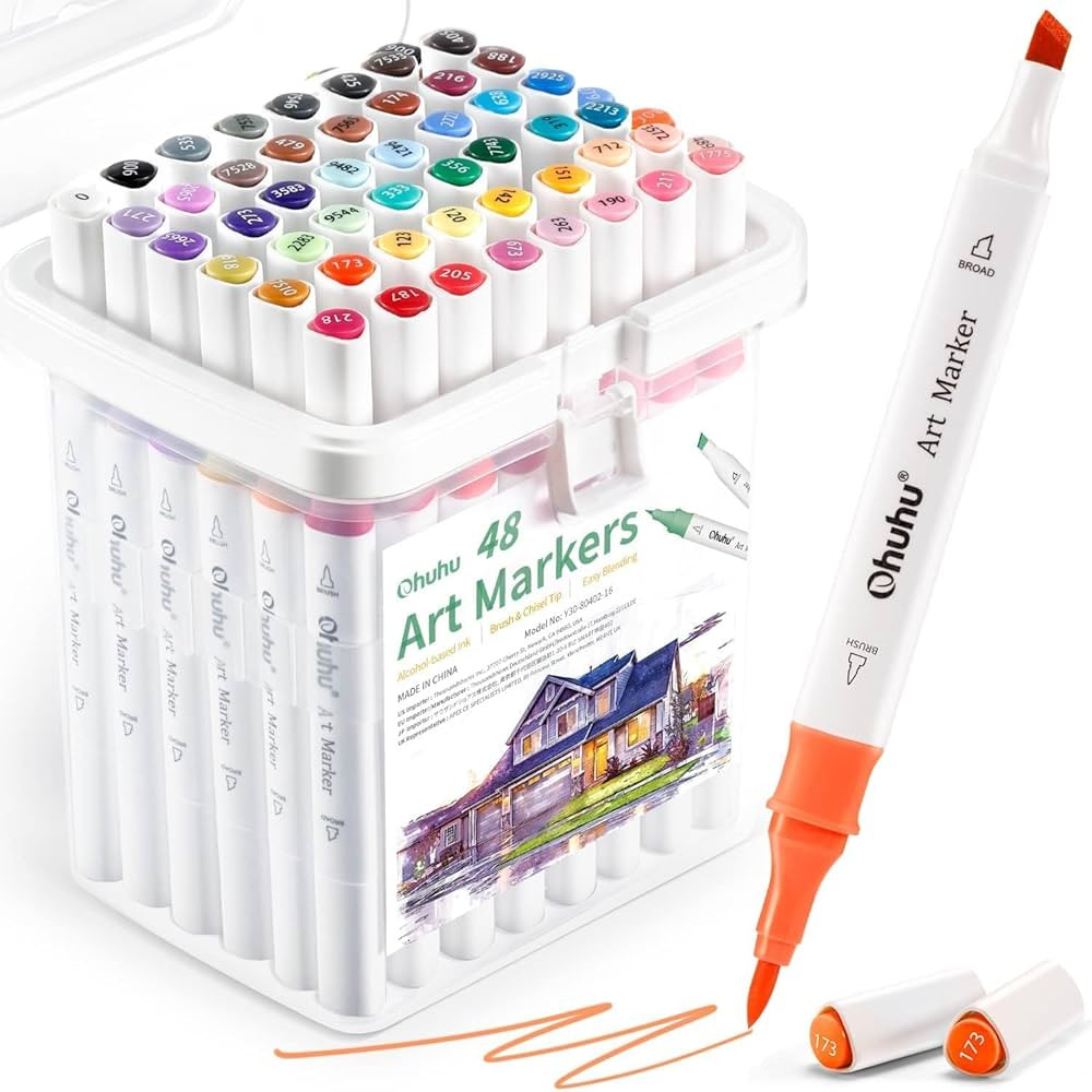 Ohuhu Brush Markers Alcohol Based: Double Tipped Art Sketch Drawing Marker Set for Kids Artists A... | Amazon (US)