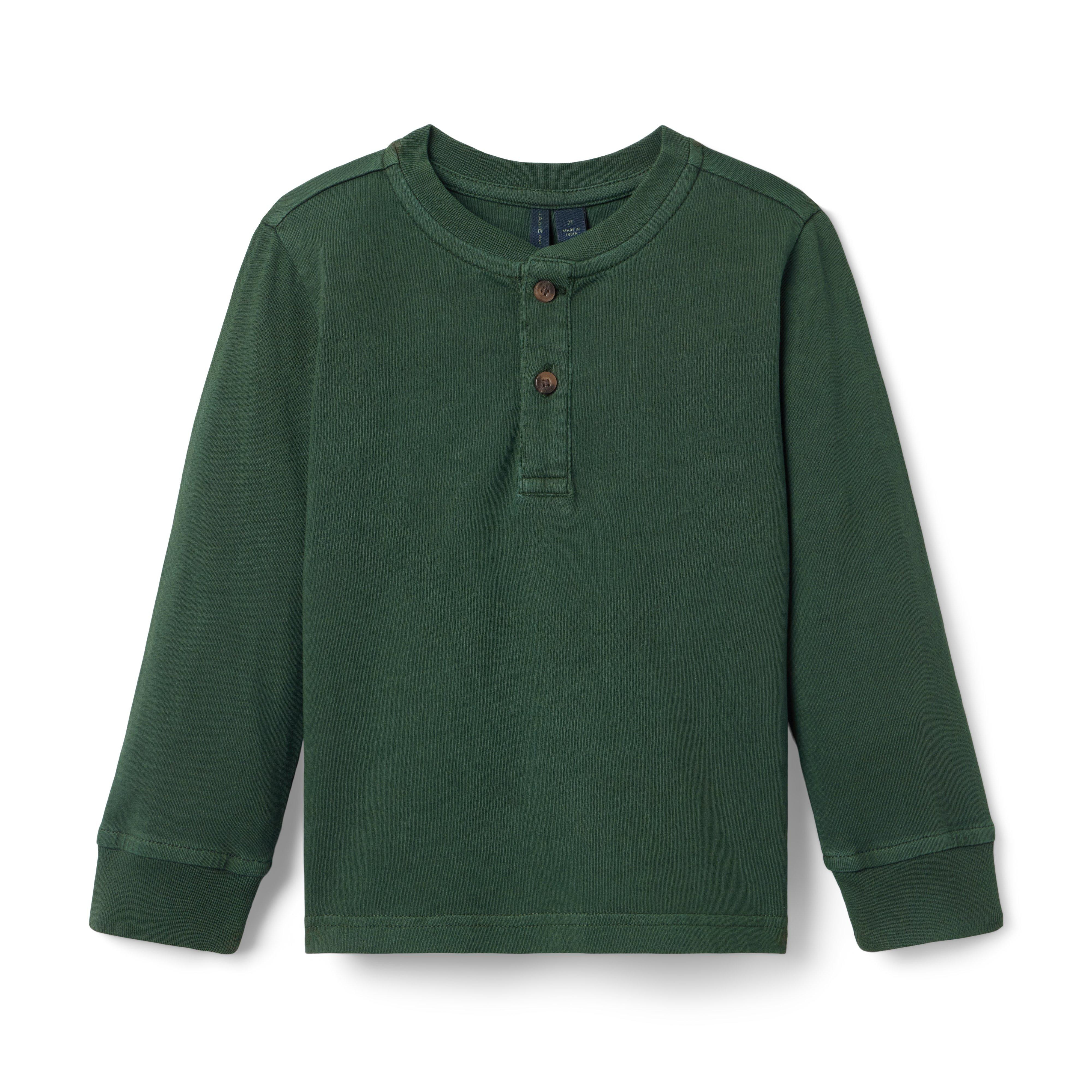 Janie and Jack | Henley Tee - Green / 7 | Janie and Jack