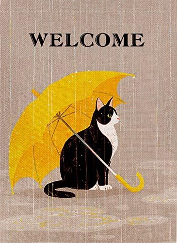 Dyrenson Home Decorative Welcome Garden Flag, Cat Yellow Umbrella House Yard Outdoor Double-Sided... | Amazon (US)
