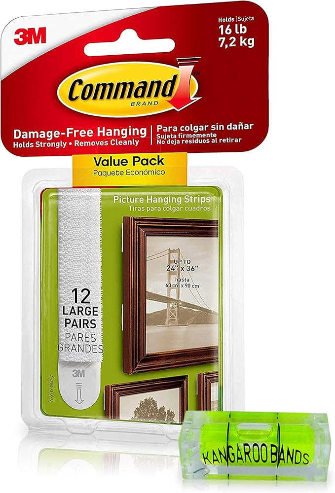 Picture Hanging Kit | Picture Hanging Strips Large & Leveler | 12-Pair | Perfect for Hanging Smal... | Amazon (US)
