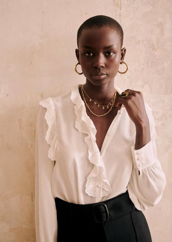 Rosemary Shirt - Ecru - Silk - Sézane | Sezane Paris