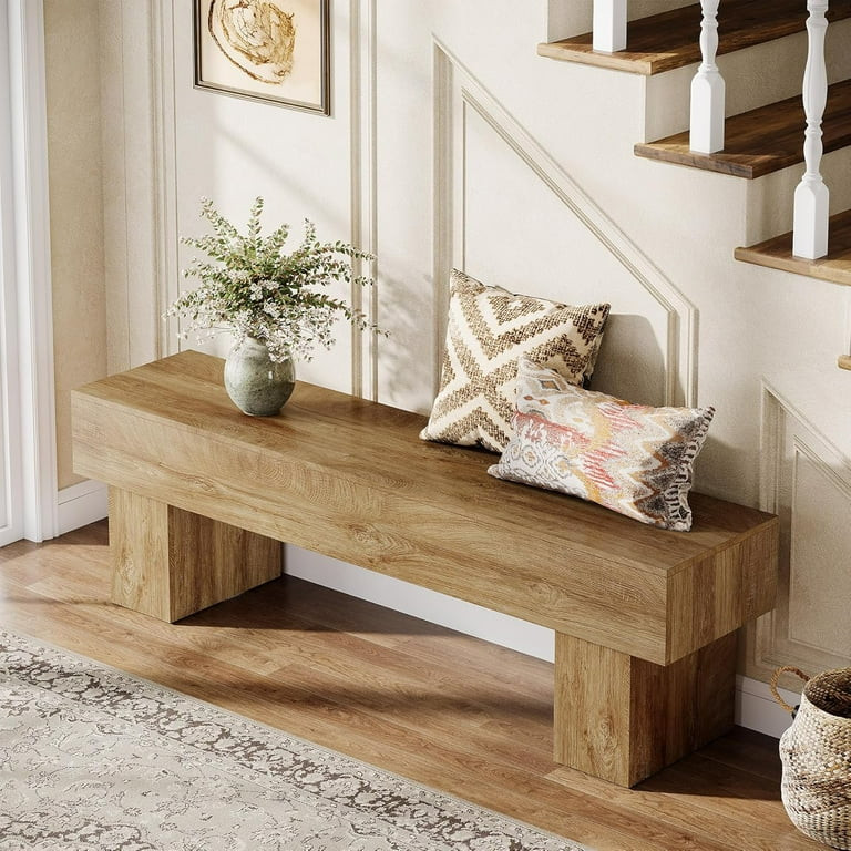 Tribesigns 63 Inch End of Bed Bench, Long Wooden Entryway Bench for Hallway, Rustic Farmhouse Sho... | Walmart (US)