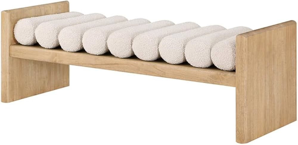First of a Kind Modern bench with Solid Wood finish & cream boucle seat, Contemporary boucle Kitc... | Amazon (US)