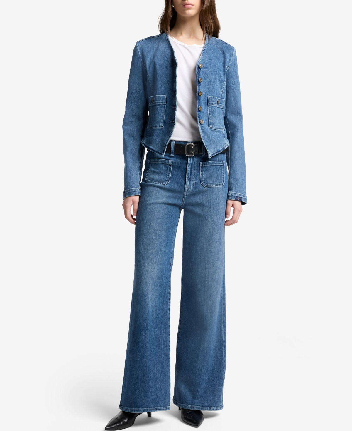 7 For All Mankind Women's Ultra Wide Leg Jeans - Glen Allen | Macy's