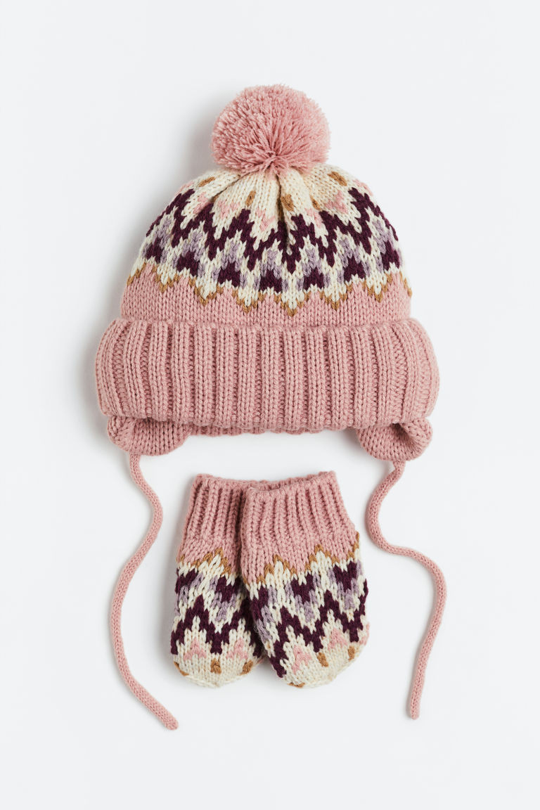 H & M - 2-piece jacquard-knit set - Pink | H&M (UK, MY, IN, SG, PH, TW, HK)