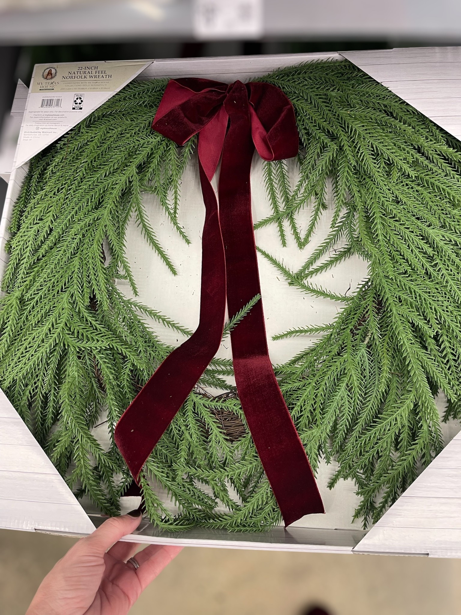 ✨ Holiday greenery that looks so real! ✨ This Evergreen Natural Feel Norfolk Artificial Christmas Wreath 🎄 from Walmart is the perfect timeless piece to style your front door, mantle, or entryway. I love the classic Norfolk pine look paired with the deep red velvet ribbon 🎀 — simple, elegant, and effortlessly festive. At 22 inches, it makes a beautiful statement without being overwhelming.

Best part? It’s artificial but realistic, so you can reuse it year after year while still getting that natural, fresh-cut look 🍃. Perfect for holiday porch decor, Christmas entryway styling, or layered with garland indoors.

Shop this affordable holiday wreath now before it sells out — it’s already a Walmart best seller! 🛒

⸻


Christmas wreath decor 🌟 | Walmart Christmas wreath | artificial Norfolk wreath | preppy holiday home decor | classic Christmas greenery | front door holiday wreath | festive entryway styling | elegant holiday decor


#LTKSeasonal #LTKHome #LTKFindsUnder50