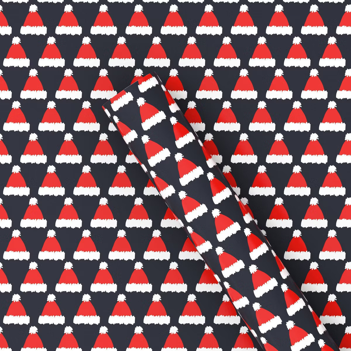 50 sq ft Santa Hat Christmas Gift Wrap Black - Wondershop™ | Target