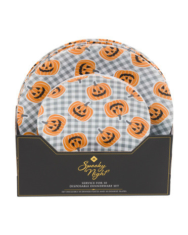 20pc Gingham Tossed Jack O Lantern Boxed Plates Set | TJ Maxx