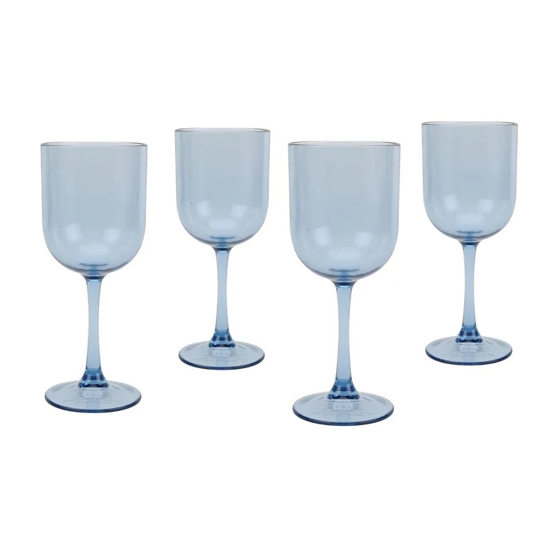 Just Feed Me by Jessie James Decker 4-Piece 12oz Stemmed Wine Glass Set, Blue | Walmart (US)