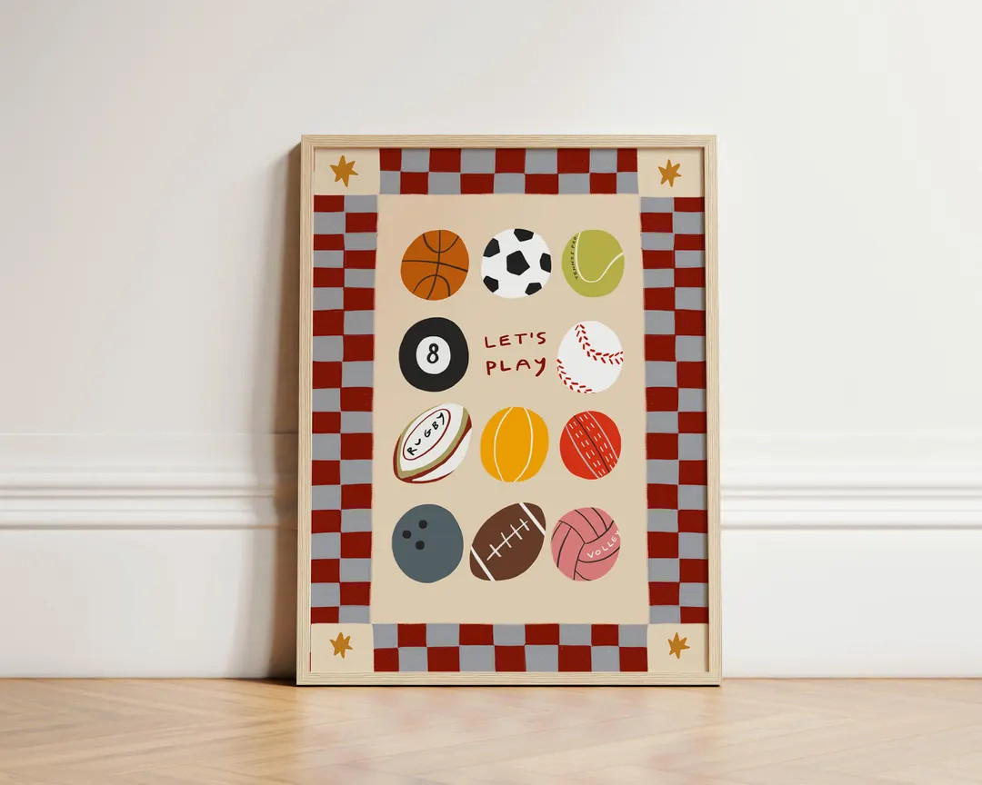 Let's Play Print, Kid's Bedroom Print, Football Wall Art, Boy's Bedroom Print, Toddler Room Print... | Etsy (US)