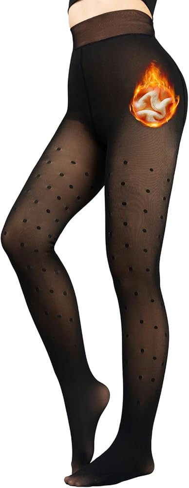 Fleece Lined Tights Sheer Women - High Waist Fake Translucent Women Sheer Warm Pantyhose Patterne... | Amazon (US)