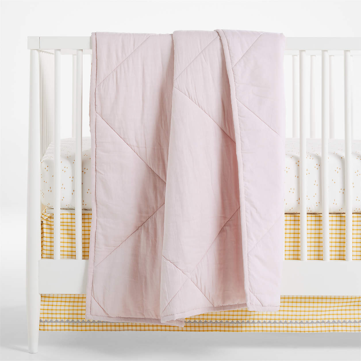 Supersoft Lilac Rose 100% Organic Cotton Gauze Baby Crib Quilt + Reviews | Crate & Kids | Crate & Barrel