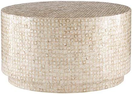 Linon Gold Capiz Mosaic Kiro Coffee Table, 30 in x 30 in x 17 in | Amazon (US)