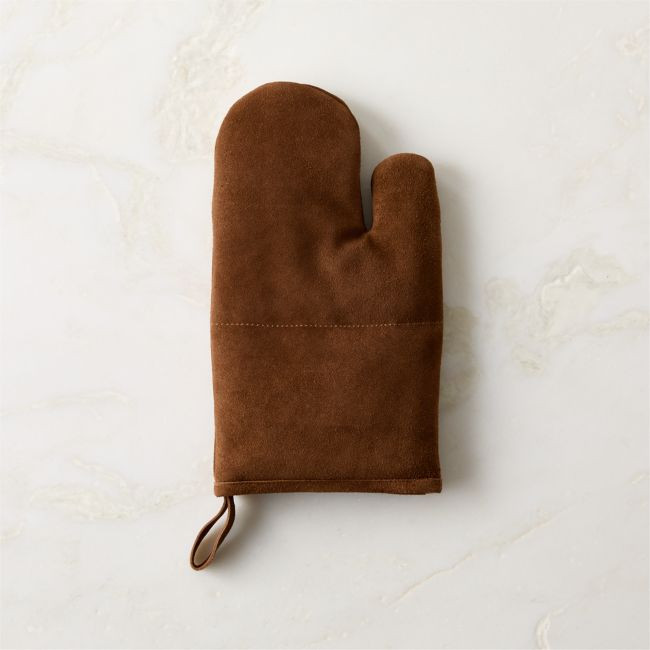 Ambra Brown Suede Oven Mitt | CB2