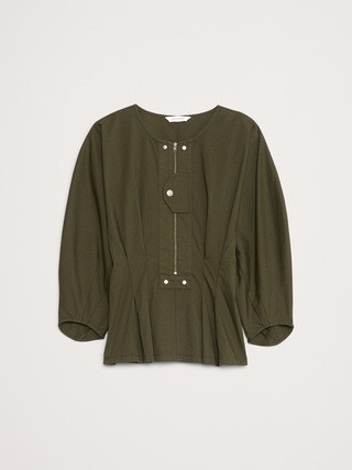 Stretch-Cotton Utility Peplum Top | Banana Republic (US)