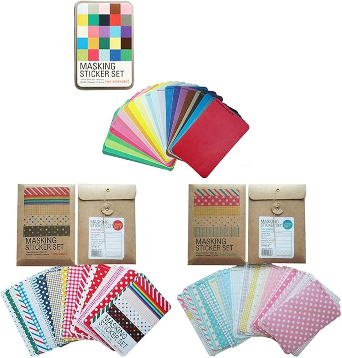 Wrapables® Decorative Patterns Masking Sticker Set (3 Set), Solid w/Tin + Basic + Pastel | Amazon (US)