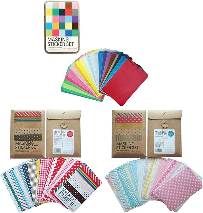 Wrapables® Decorative Patterns Masking Sticker Set (3 Set), Solid w/Tin + Basic + Pastel | Amazon (US)