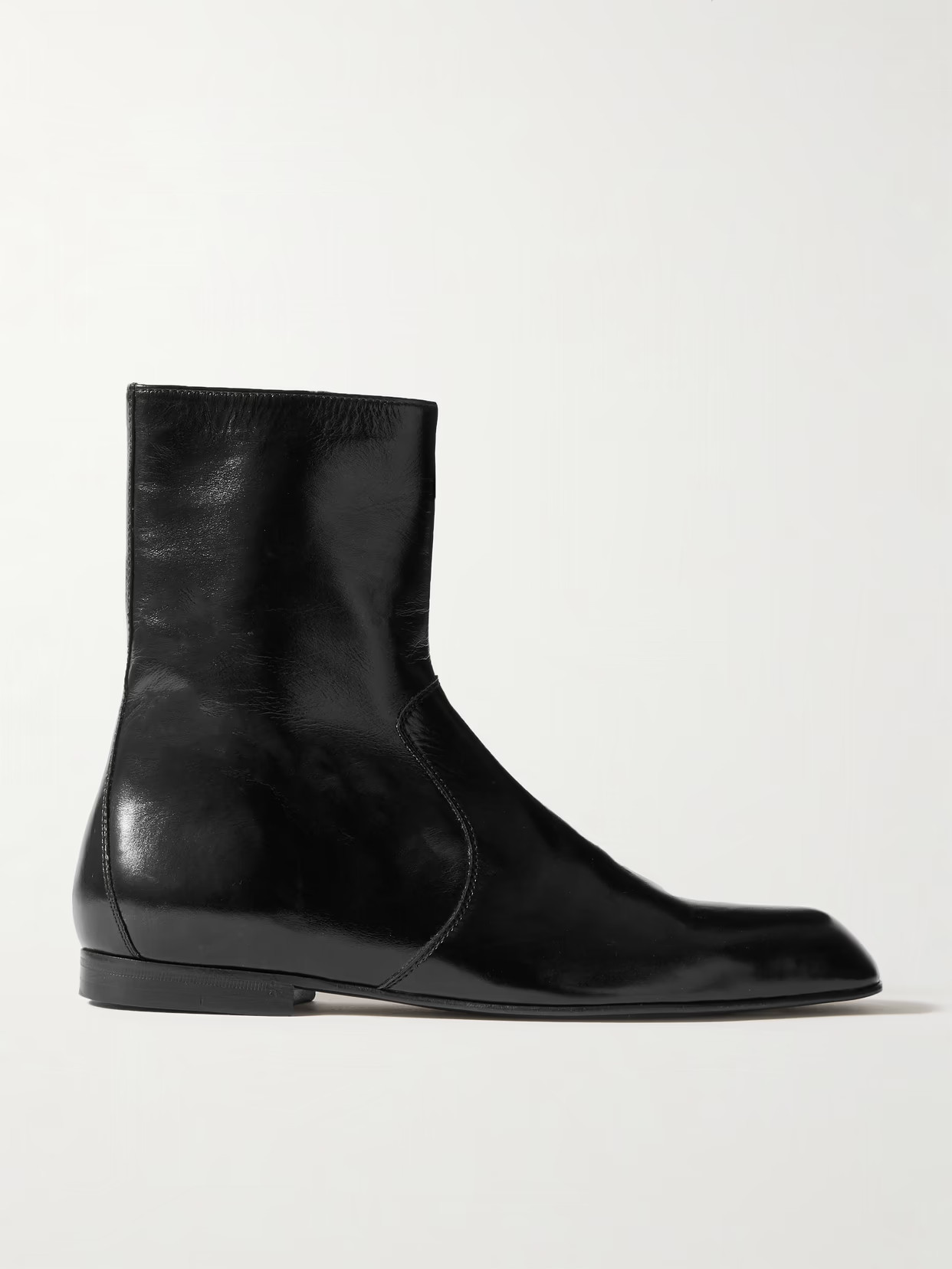 KHAITE - Colt Glossed-leather Ankle Boots - Black | NET-A-PORTER (UK & EU)