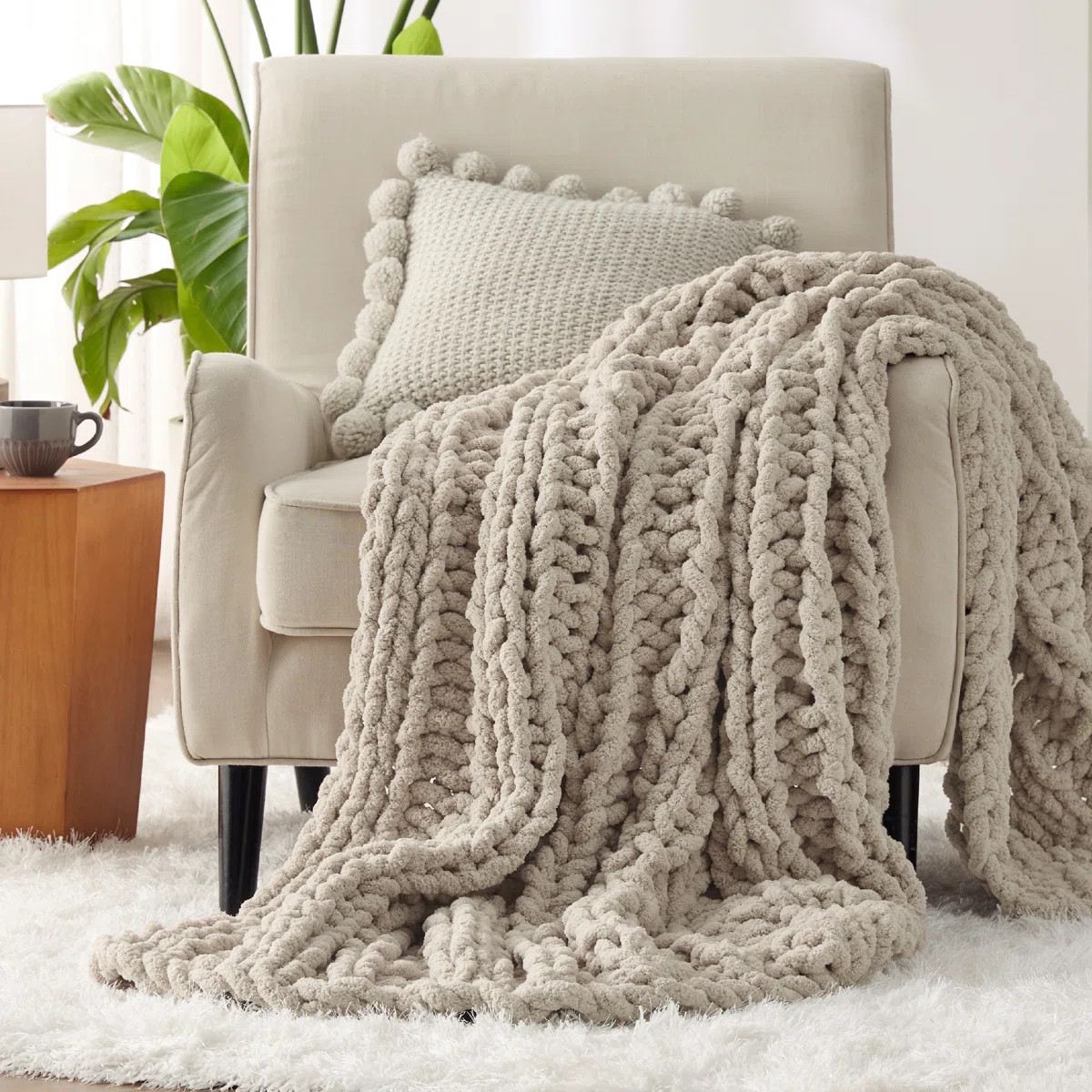 Essential Bedsure 100% Hand Knit Chenille Chunky Throw Blanket For Couch | Wayfair North America