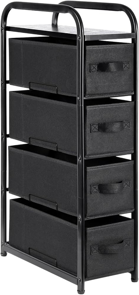 MAX Houser Narrow 4 Drawer Fabric Storage Tower Vertical Slim Storage Chest Organizer Dresser Nig... | Amazon (US)