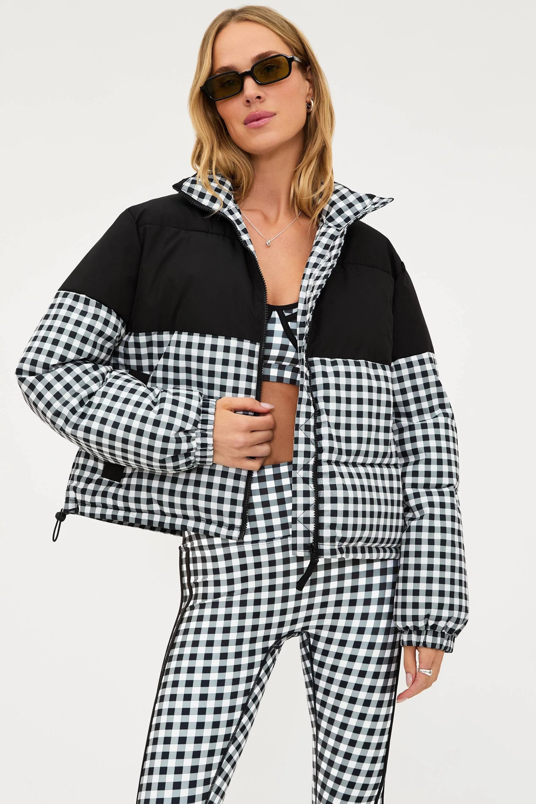 Jo Jo Puffer Slate Gingham | Gingham Puffer Jacket | Beach Riot | Beach Riot