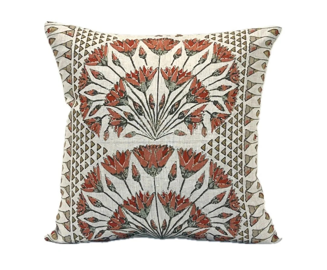 Designer Pillow Cover THIBAUT Cairo Coral, Natural, Sage - Etsy | Etsy (US)